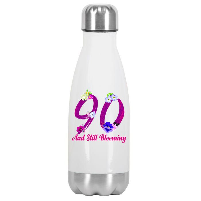 Still Blooming 90th Birthday Flowers Stainless Steel Insulated Water Bottle