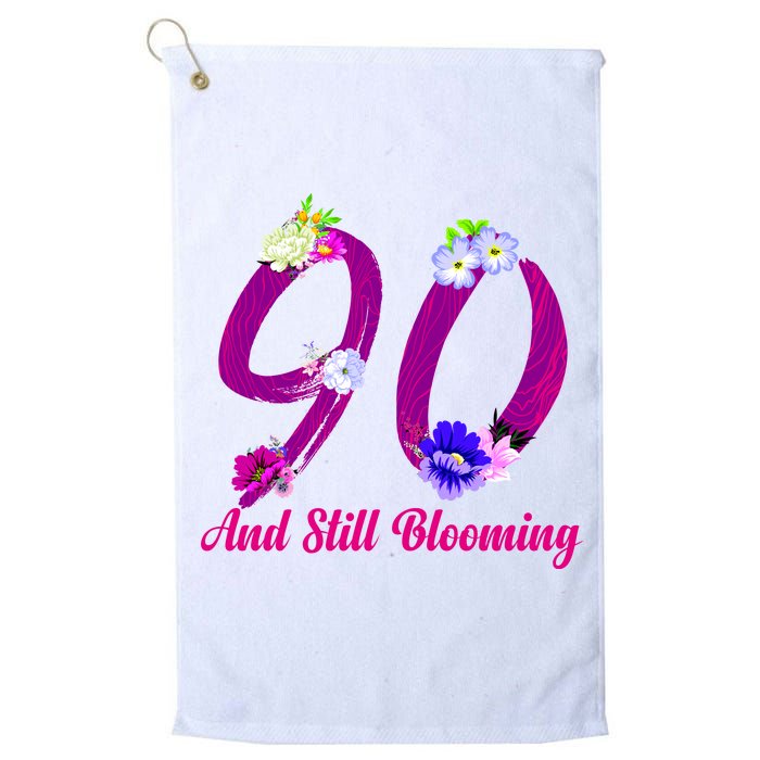 Still Blooming 90th Birthday Flowers Platinum Collection Golf Towel