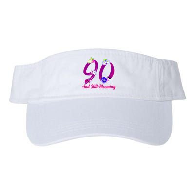 Still Blooming 90th Birthday Flowers Valucap Bio-Washed Visor