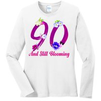 Still Blooming 90th Birthday Flowers Ladies Long Sleeve Shirt