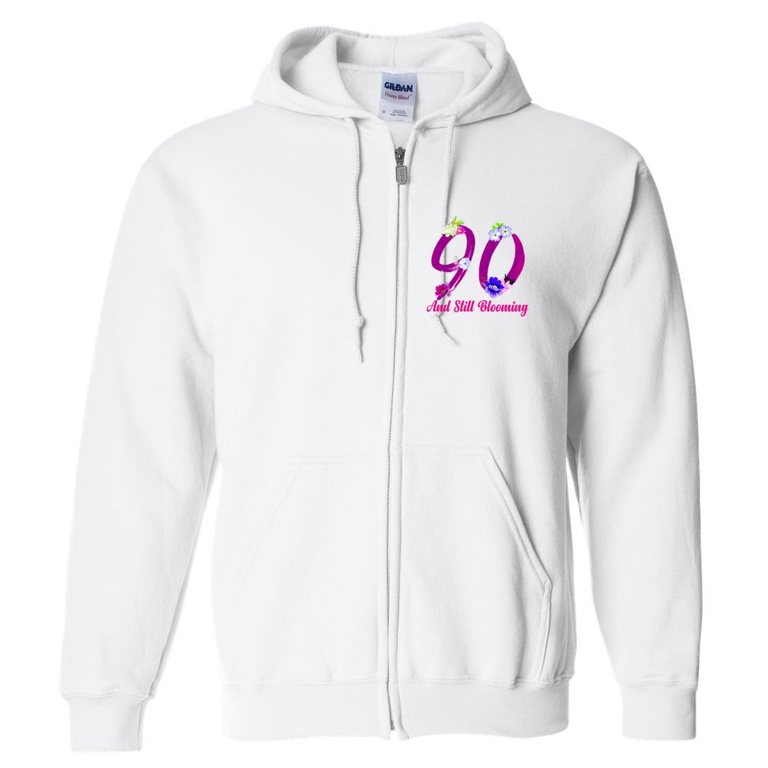 Still Blooming 90th Birthday Flowers Full Zip Hoodie
