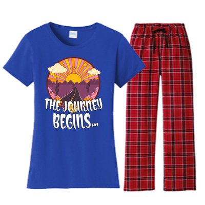 So The Journey Begins Road Trippin Tee Merch For Roadies Great Gift Women's Flannel Pajama Set