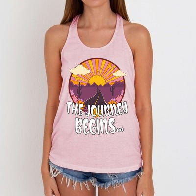 So The Journey Begins Road Trippin Tee Merch For Roadies Great Gift Women's Knotted Racerback Tank