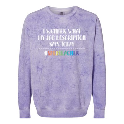 Sped Teacher Job Description Special Education Teacher Gift Colorblast Crewneck Sweatshirt