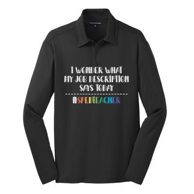 Sped Teacher Job Description Special Education Teacher Gift Silk Touch Performance Long Sleeve Polo