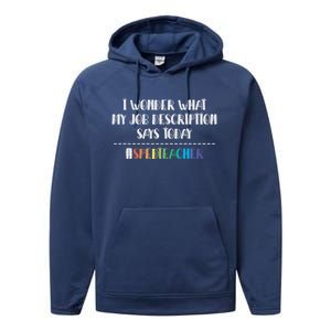 Sped Teacher Job Description Special Education Teacher Gift Performance Fleece Hoodie