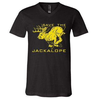 Save The Jackalope For Camping Lovers V-Neck T-Shirt