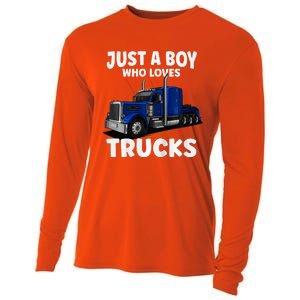 Semi Truck Just A Who Loves Trucks Cool Truck Cooling Performance Long Sleeve Crew