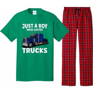 Semi Truck Just A Who Loves Trucks Cool Truck Pajama Set