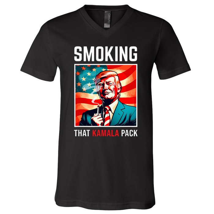 Smoking That Kamala Pack Trump 2024 Election Win V-Neck T-Shirt