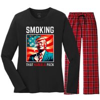 Smoking That Kamala Pack Trump 2024 Election Win Women's Long Sleeve Flannel Pajama Set 