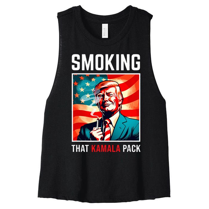 Smoking That Kamala Pack Trump 2024 Election Win Women's Racerback Cropped Tank