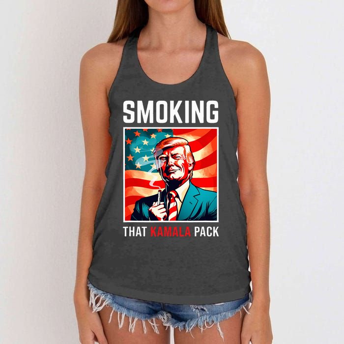 Smoking That Kamala Pack Trump 2024 Election Win Women's Knotted Racerback Tank