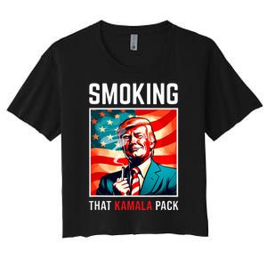 Smoking That Kamala Pack Trump 2024 Election Win Women's Crop Top Tee