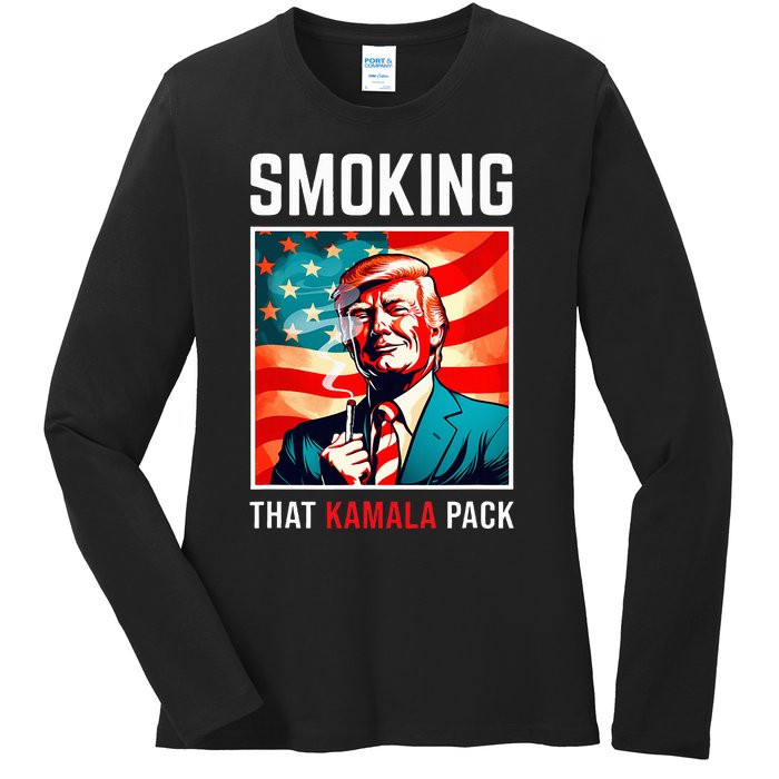 Smoking That Kamala Pack Trump 2024 Election Win Ladies Long Sleeve Shirt