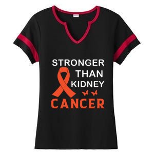 Stronger Than Kidney Cancer Breast Cancer Awareness Ladies Halftime Notch Neck Tee