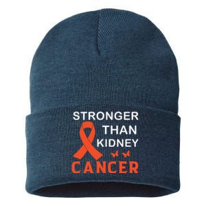 Stronger Than Kidney Cancer Breast Cancer Awareness Sustainable Knit Beanie