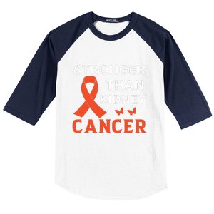 Stronger Than Kidney Cancer Breast Cancer Awareness Baseball Sleeve Shirt