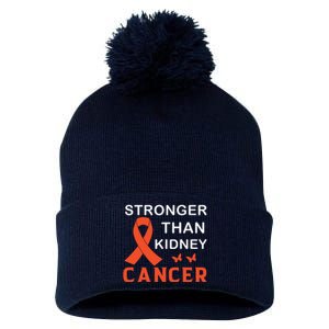 Stronger Than Kidney Cancer Breast Cancer Awareness Pom Pom 12in Knit Beanie