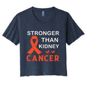 Stronger Than Kidney Cancer Breast Cancer Awareness Women's Crop Top Tee