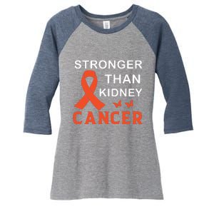 Stronger Than Kidney Cancer Breast Cancer Awareness Women's Tri-Blend 3/4-Sleeve Raglan Shirt