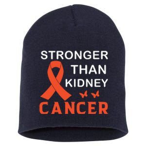 Stronger Than Kidney Cancer Breast Cancer Awareness Short Acrylic Beanie