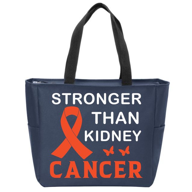 Stronger Than Kidney Cancer Breast Cancer Awareness Zip Tote Bag