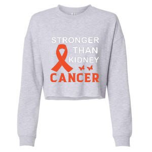 Stronger Than Kidney Cancer Breast Cancer Awareness Cropped Pullover Crew