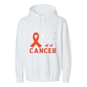 Stronger Than Kidney Cancer Breast Cancer Awareness Garment-Dyed Fleece Hoodie