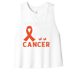 Stronger Than Kidney Cancer Breast Cancer Awareness Women's Racerback Cropped Tank