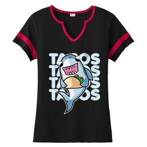 Shark Taco Kawaii Neko Anime Mexican food  Ladies Halftime Notch Neck Tee