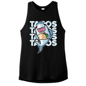 Shark Taco Kawaii Neko Anime Mexican food  Ladies PosiCharge Tri-Blend Wicking Tank