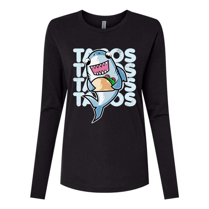 Shark Taco Kawaii Neko Anime Mexican food  Womens Cotton Relaxed Long Sleeve T-Shirt