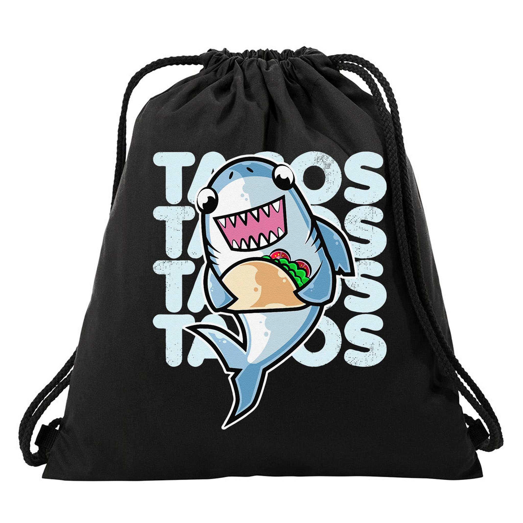 Shark Taco Kawaii Neko Anime Mexican food  Drawstring Bag