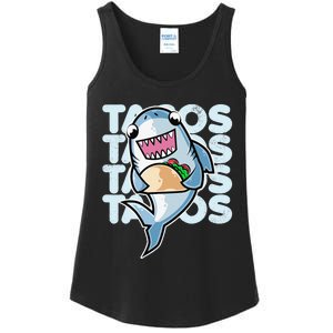 Shark Taco Kawaii Neko Anime Mexican food  Ladies Essential Tank