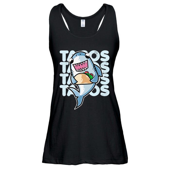 Shark Taco Kawaii Neko Anime Mexican food  Ladies Essential Flowy Tank