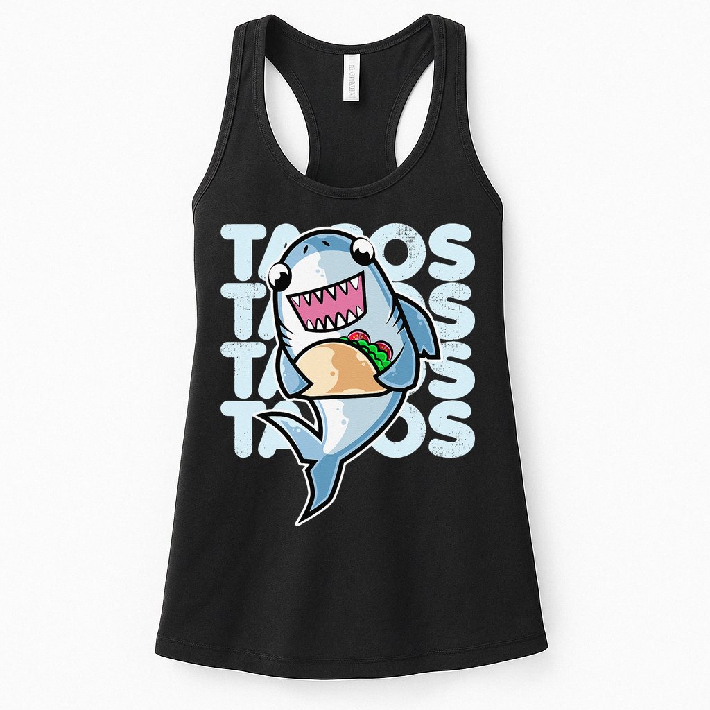 Shark Taco Kawaii Neko Anime Mexican food  Womens Tank Top