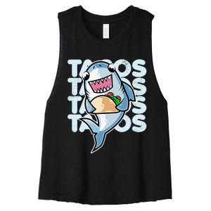 Shark Taco Kawaii Neko Anime Mexican food  Women's Racerback Cropped Tank