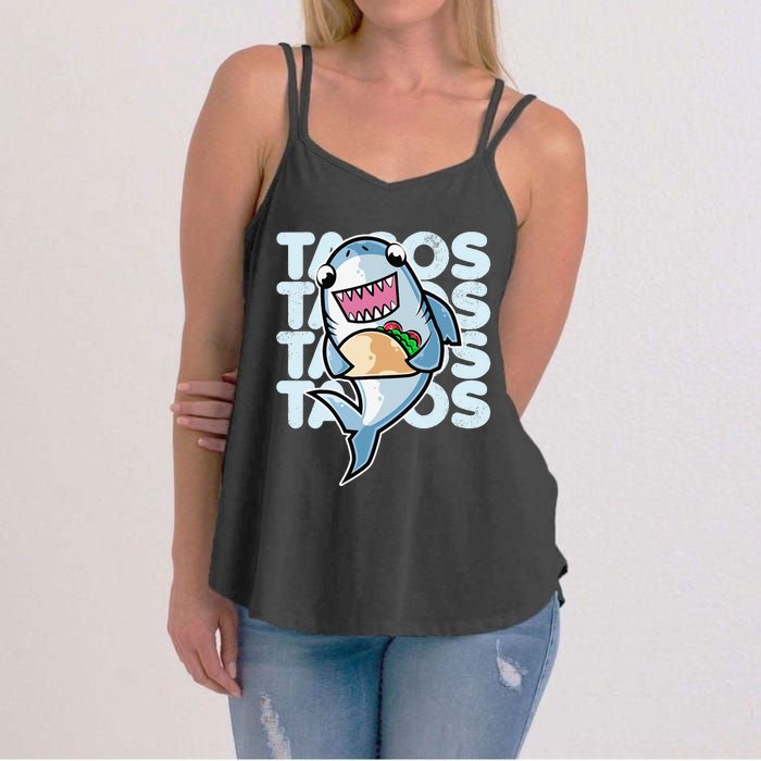 Shark Taco Kawaii Neko Anime Mexican food  Women's Strappy Tank