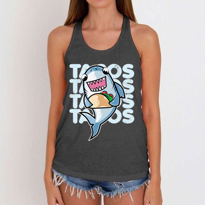 Shark Taco Kawaii Neko Anime Mexican food  Women's Knotted Racerback Tank