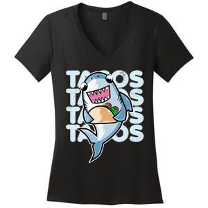 Shark Taco Kawaii Neko Anime Mexican food  Women's V-Neck T-Shirt