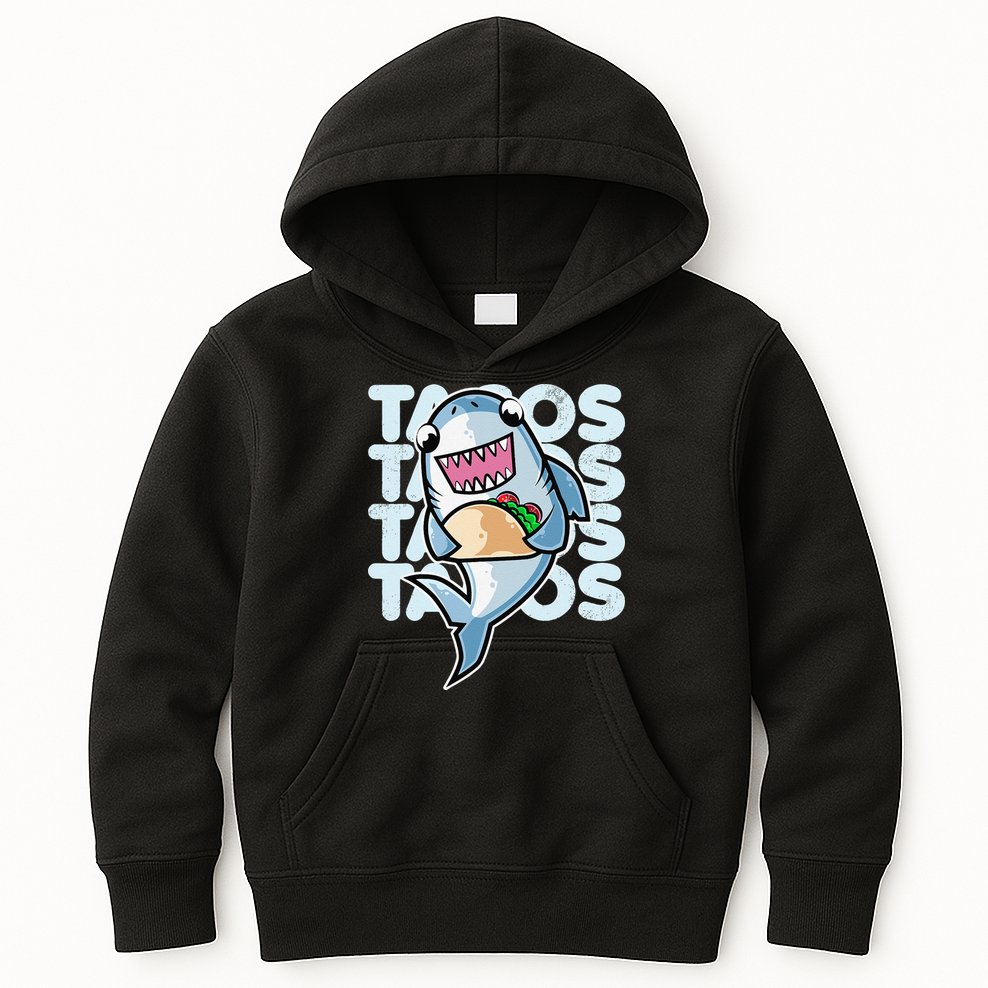 Shark Taco Kawaii Neko Anime Mexican food  Kids Hoodie