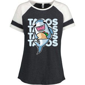 Shark Taco Kawaii Neko Anime Mexican food  Enza Ladies Jersey Colorblock Tee