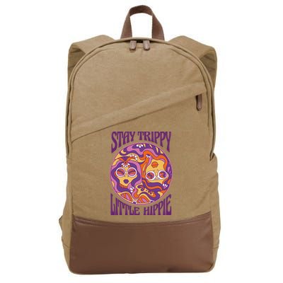 Stay Trippy Little Hippie Retro 60s Cotton Canvas Backpack