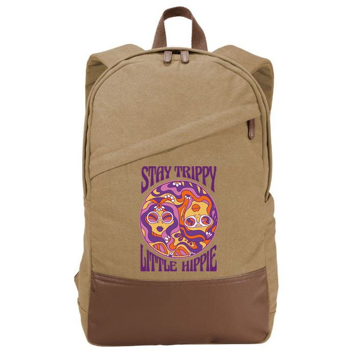 Stay Trippy Little Hippie Retro 60s Cotton Canvas Backpack