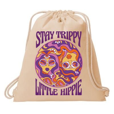 Stay Trippy Little Hippie Retro 60s Drawstring Bag