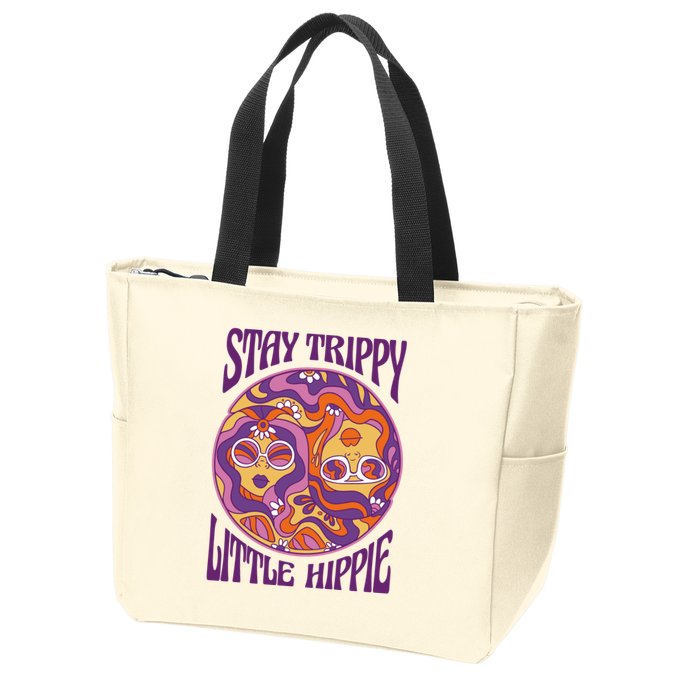 Stay Trippy Little Hippie Retro 60s Zip Tote Bag