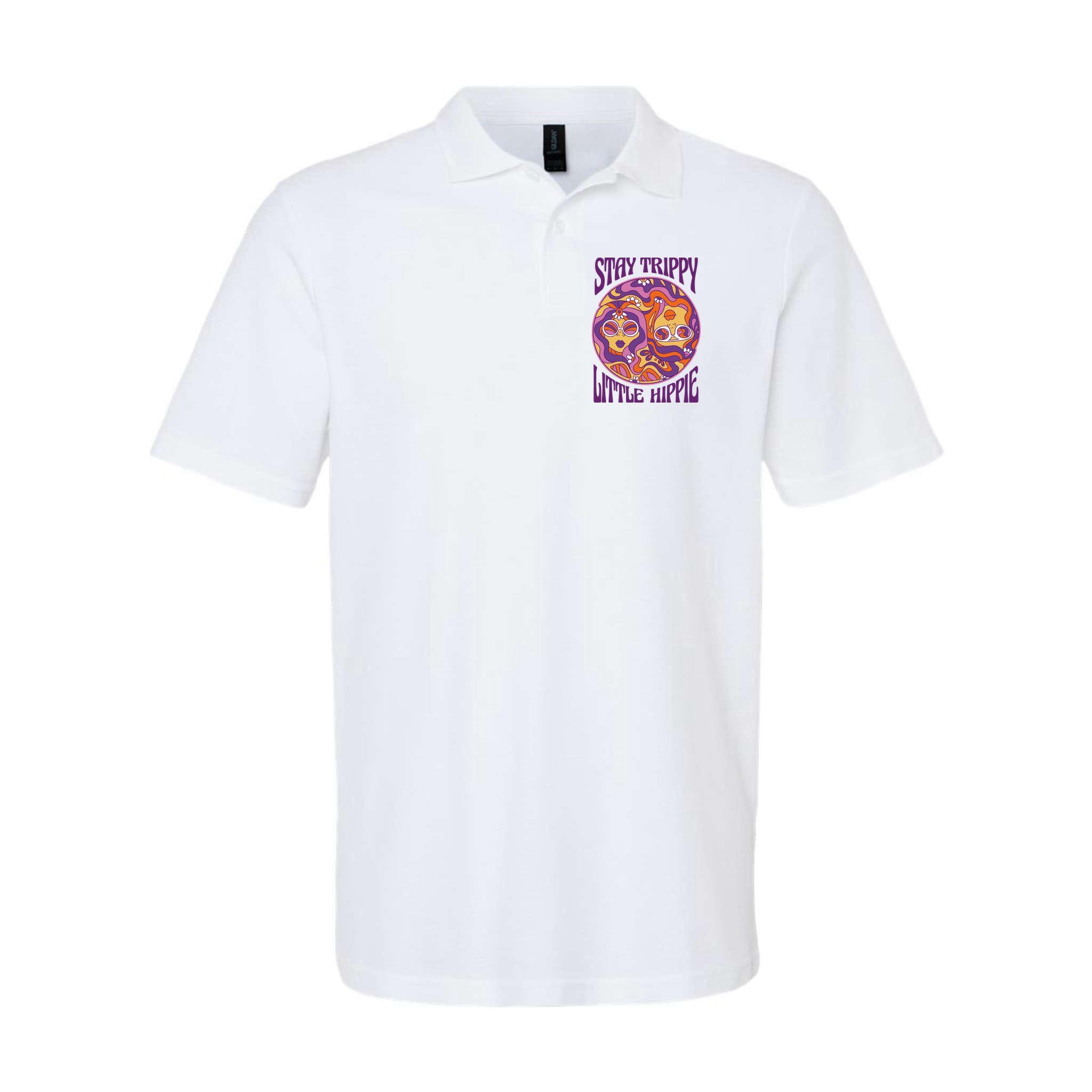 Stay Trippy Little Hippie Retro 60s Polo