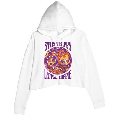 Stay Trippy Little Hippie Retro 60s Crop Fleece Hoodie
