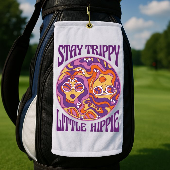 Stay Trippy Little Hippie Retro 60s Golf Towel